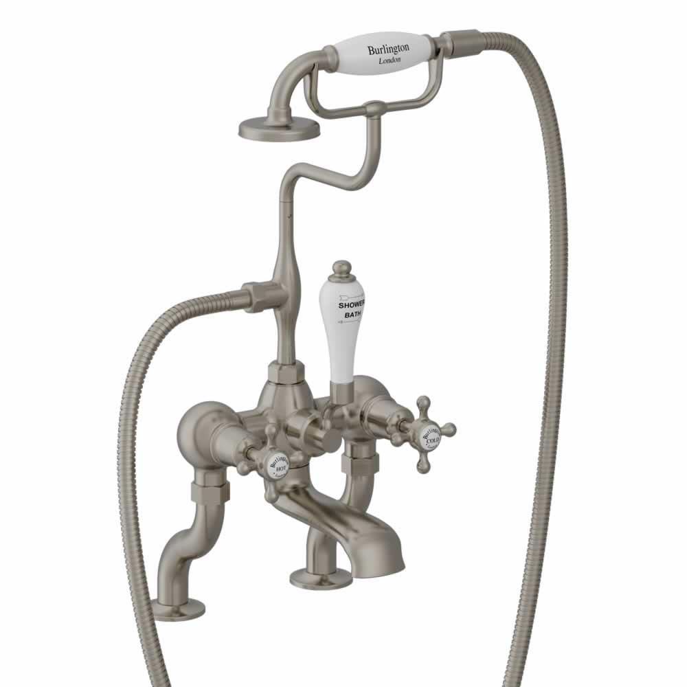 Claremont bath shower mixer - deck mounted brushed nickel